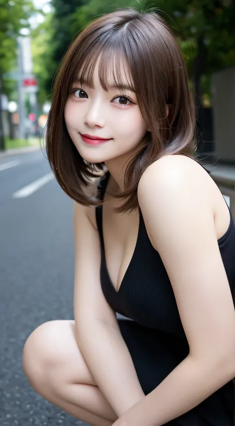 finely detail, hight resolution, hightquality、Perfect dynamic composition, Beautiful detailed eyes, Medium Hair, small tits、Natural Color Lip,Kamimei、Shibuya、20 years girl、1 persons、Transparent skin、Glowing hair、A smile、masutepiece, Best Quality, Illustrat...