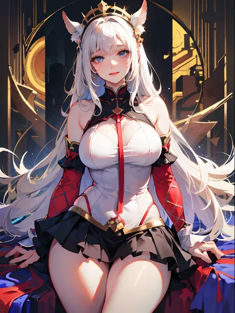 top-quality、Realistic、bule、Noble daughter、Super huge、big eye、long lashes、Long upper eyelashes、voluminous eyelashes、Platinum Blonde Hair、Voluminous long hair、cute little、Extraordinary beauty、shining white skin、thighs thighs thighs thighs、submissive look、Smi...