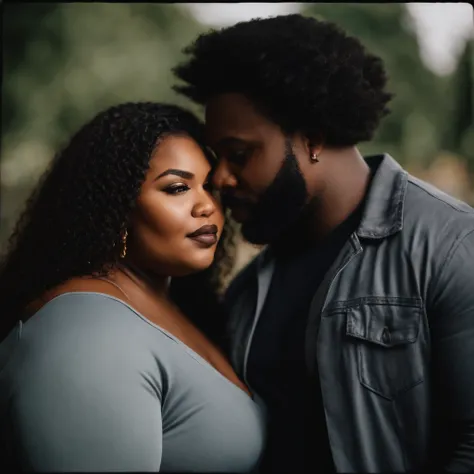 plus size melanin woman with boyfriend.