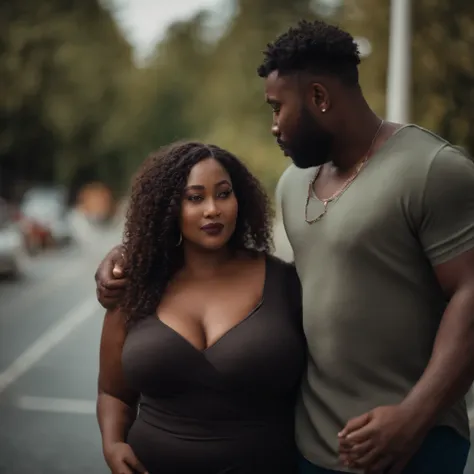 plus size melanin woman with boyfriend.