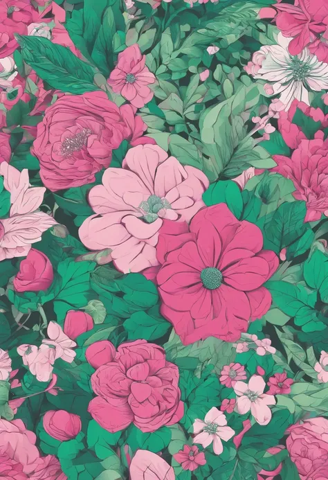 Floral print for pink green shirt