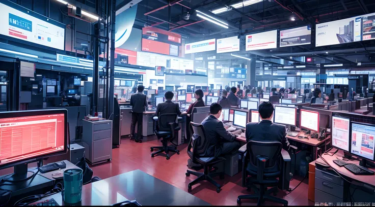 It is depicted in a modern office environment。The environment is full of high-tech equipment and digital tools。The atmosphere is full of innovation and efficiency，It reflects the vigorous development of digital industrialization and industrial digitalizati...