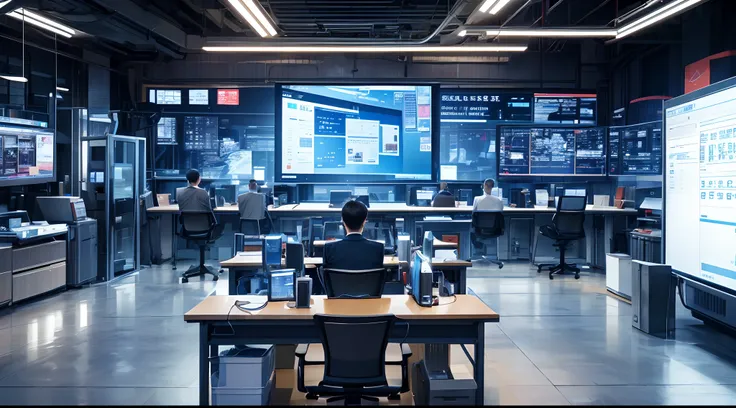 It is depicted in a modern office environment。The environment is full of high-tech equipment and digital tools。The atmosphere is full of innovation and efficiency，It reflects the vigorous development of digital industrialization and industrial digitalizati...