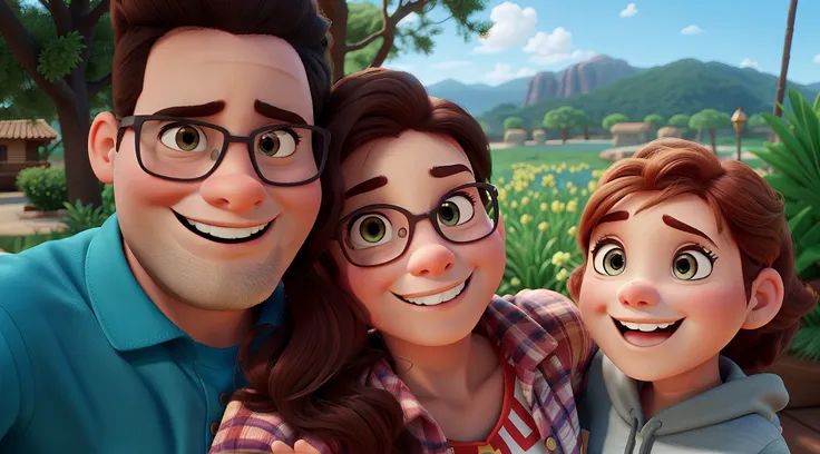 A Disney Pixar-style family, alta qualidade, melhor qualidade