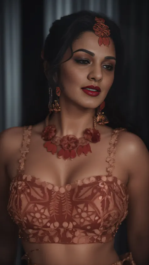 (editorial photograph of a young Indian women in red lips), karla ortiz, (highly detailed face:1.4) (smile:0.7) (backround 5 star hotel , moody, private study:1.3) POV, by lee jeffries, nikon d850, film stock photograph ,4 kodak portra 400 ,camera f1.6 len...