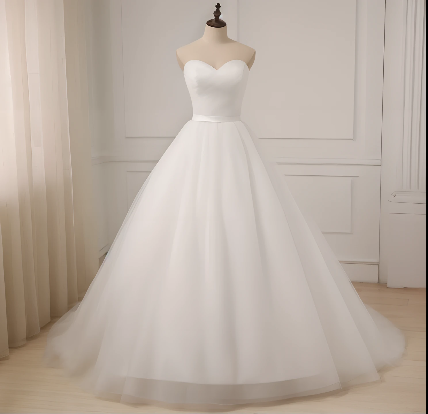 A-Line Sweetheart Neckline Tulle Wedding Dress with Bow Bow, vestido de noiva, lindo vestido de noiva, corpete ruched, usando um vestido de noiva, vestido branco, vestido, macio!!, Branco, imagem detalhada, Bautiful, bonito e elegante, very realistic, com ...