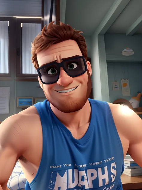 Um homem branco estilo Disney pixar, alta qualidade, melhor qualidade