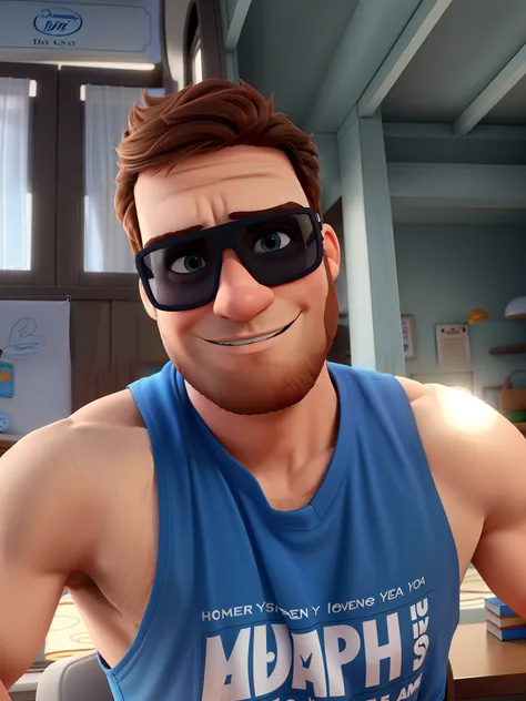 Um homem branco estilo Disney pixar, alta qualidade, melhor qualidade