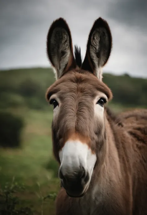 Donkey with head looks up, de forma frontal