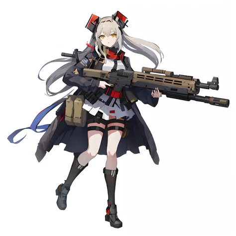 Anime girl with gun and hat, m4 sopmod ii girls frontline, from girls frontline, girls frontline style, Fine details. Girl front, A scene from the《azur lane》videogame, azur lane style, Girls Frontline CG, anime machine gun fire, render of april, Girl front...