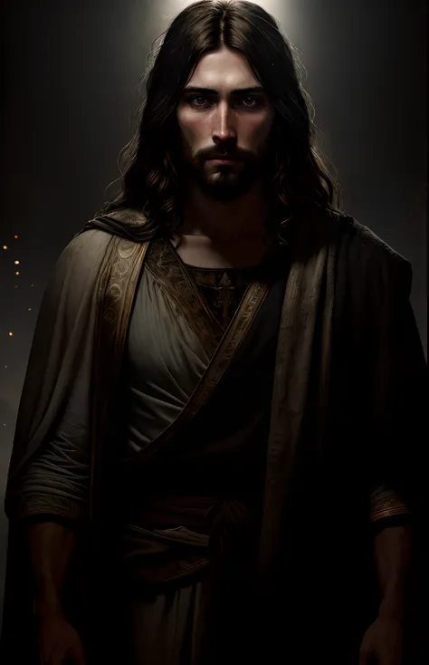 JESUS CHRIST DARK PHOTO: realistic epic, soft cinematic portrait, adobe lightroom, photographic lab, highly detailed, faded, (neutral colors: 1.2), (hdr: 1.4) , (soft colors:1.2), hyperdetailed, (artstation:1.4), cinematic, warm lights, dramatic light, (in...