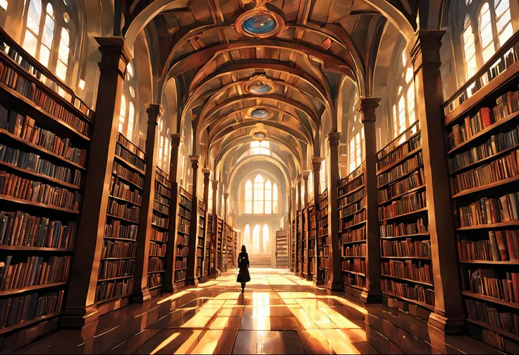 a picture taken from the inside of a magic infinite endless exotic library, giant library background, endless books, anime background art, dusty library, books cave, background = library, alchemist library background, library of babel, books all over the p...