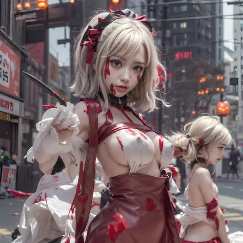 (((SFW, NSFW STILL SHOW, 12 Tiny Girls in a row:1.2, Shibuya Hachiko-mae scramble crossing on Halloween:1.2))), ((masterpiece:1.2, best quality, photorealistic:1.37)), {(Standing Full Body:1.2)|(from below:1.2)}, bandaged full body, { (bandaged head| banda...