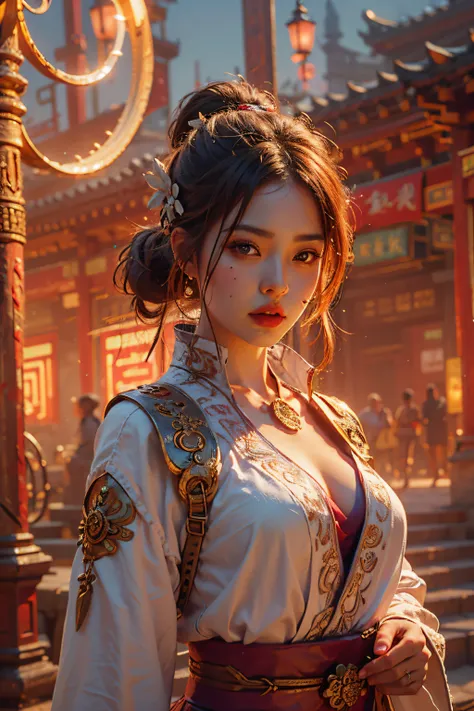 best quality,masterpiece,ultra high res,(photorealistic:1.4),xiuxian,weapon,detailed face,
1girl,solo,weapon,cleavage,(magic cir...