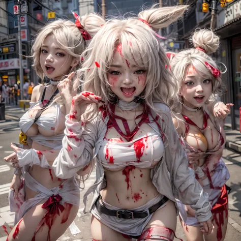 (((SFW, NSFW STILL SHOW, 12 Tiny Girls in a row:1.2, Shibuya Hachiko-mae scramble crossing on Halloween:1.2))), ((masterpiece:1.2, best quality, photorealistic:1.37)), {(Standing Full Body:1.2)|(from below:1.2)}, bandaged full body, (bandaged head and limb...