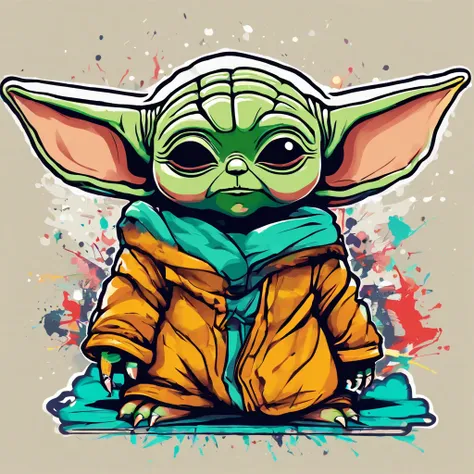 Baby Yoda , mignon, personnage en entier , logo pour tee-shirt