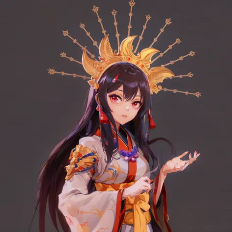 anime - style image of a woman in a traditional dress with a crown, onmyoji portrait, anime styled 3d, anime goddess, onmyoji detailed art, render of a cute 3d anime girl, onmyoji, 3d anime girl, female anime character, made with anime painter studio, styl...