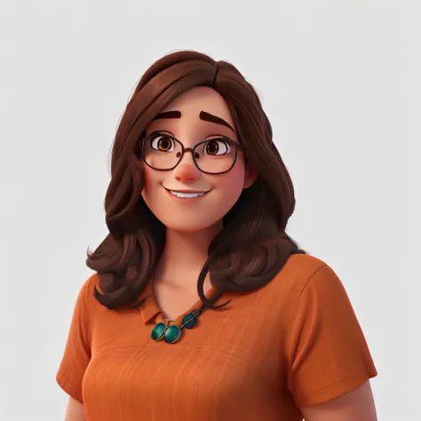 A Woman Medium Skin Brown Hair Pixar Style Glasses High Quality, melhor qualidade