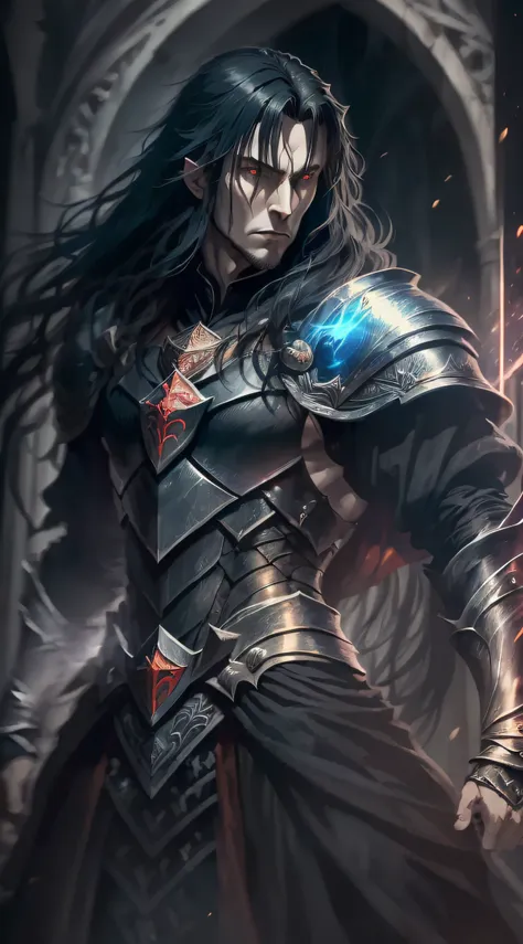 mordred evil lord with long black hair wearing black , dark muscular male evil lord with long black hair wearing black and king ...