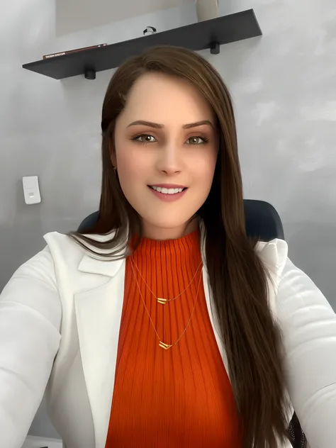 pixarstyle a waist-length portrait of a young woman in a office shirt, smile, office, natural skin texture, 4k textures, hdr, intricate, highly detailed, sharp focus, cinematic look, hyperdetailed