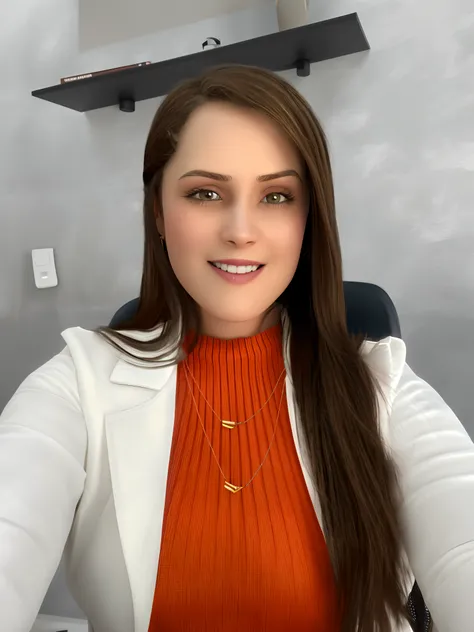 pixarstyle a waist-length portrait of a young woman in a office shirt, smile, office, natural skin texture, 4k textures, hdr, intricate, highly detailed, sharp focus, cinematic look, hyperdetailed