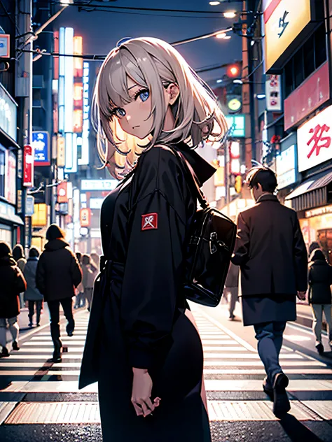 Tokyo streets background, anime girl, high definition,