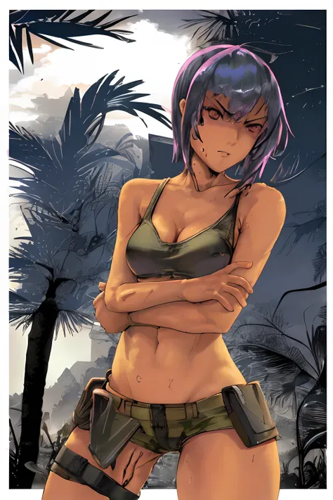 bra and panty, serious, dominant, seductive, sexy, military, desert. Cammo, Tactical. Armor, Sun, sunny, hot, Sargent, sleeveless, perfect hands, wet, wetting, summer, water, hot colors, colorized, open mini short, sexy pose, perfect arms, landscape war, w...