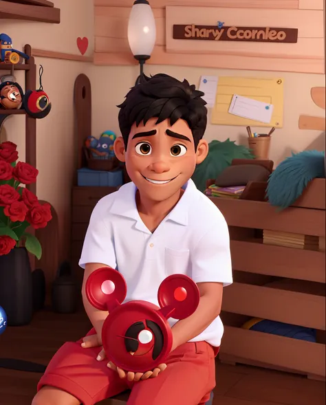 Um garoto de 6 anos negro estilo Disney pixar, alta qualidade, melhor qualidade