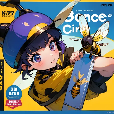 Comic book cover of a little girl and a pet bee