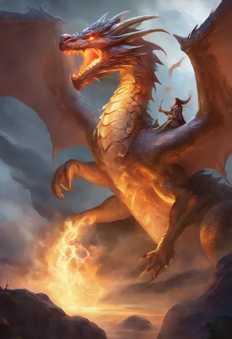 There is a large dragon with a huge head with multiple eyes and a huge body, em sua barriga tem uma grande boca, Hes got more than 1 tail and more than 4 paws Epic Fantasy Card Game Art, arte de fantasia altamente detalhada, arte de fantasia digital 2d det...