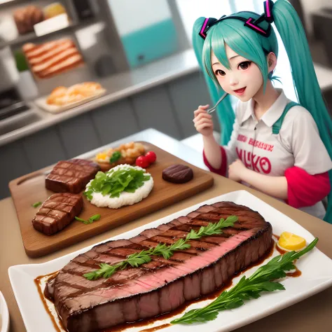 Hatsune Miku made of Steak