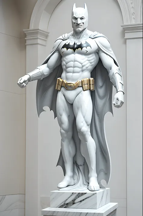 (masterpiece: 1.3), (best quality), (8k, 16k), (intricate details), realistic, ((batman realistic white marble statue: 1.4)), un...