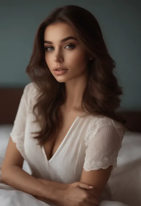 arafed woman fully , sexy girl with brown eyes, ultra realistic, meticulously detailed, portrait sophie mudd, brown hair and large eyes, selfie of a young woman, dubai eyes, violet myers, without makeup, natural makeup, looking directly at the camera, face...