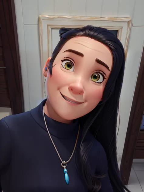 Uma mulher beanca cabelo prestos  estilo disney  pixar alta qualidade melhor qualidade