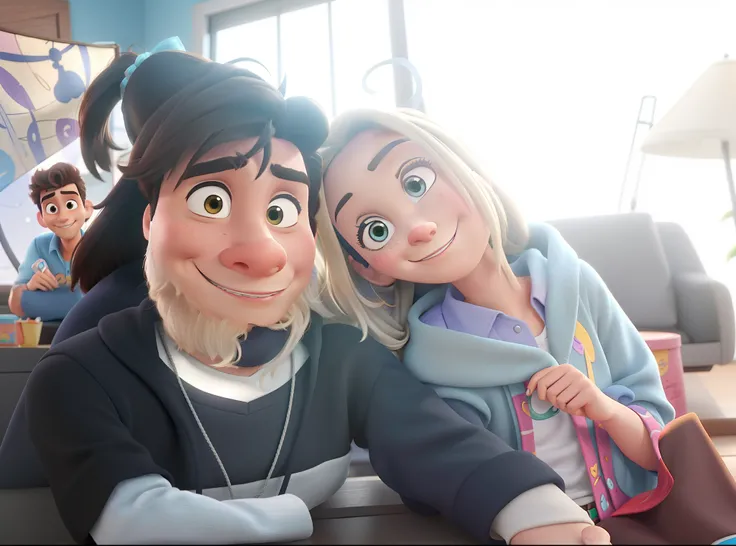 Um casal estilo disney pixar, alta qualidade, melhor qualidade