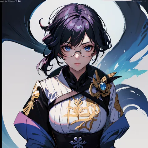 Anime girl wearing glasses，Sword in hand, Artgerm and Atey Ghailan, Guviz-style artwork, by Yang J, Guweiz on ArtStation Pixiv, Guweiz in Pixiv ArtStation, Guviz, Extremely detailed Artgerm, detailed anime character art, Keqing from Genshin Impact