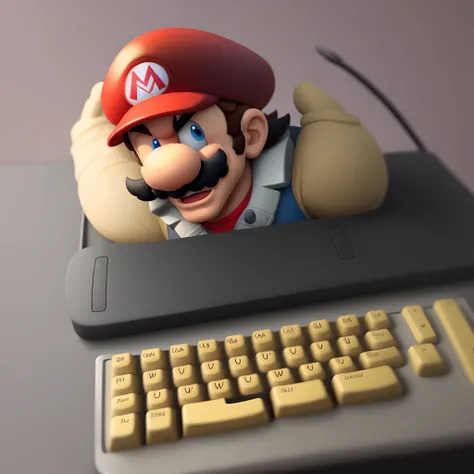 mario hunched over keyboard