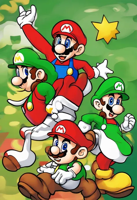 Super Mario wearing the Manchester United shirt, Luigi wearing the Celtic shirt, with red eyes.