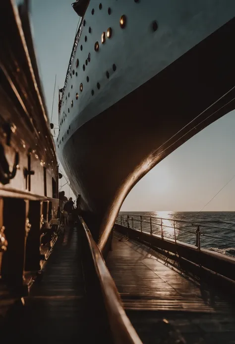 a day on the titanic, close up photography around the ship, ship life