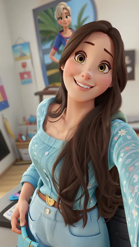 Mulher estilo Disney pixar, imagem de alta qualidade, muita qualidade