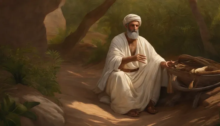 in the Bible, Abraham Offers Isaac to God as Wealth, Jovem Isaac, Old Abraham, Montanhas,papiro,pergaminho intemperizado,Vestidos velhos,,Historical reference,Arte e detalhes de alta qualidade,Estilo retrato realista,paleta de cores sutil,fundo vibrante,te...