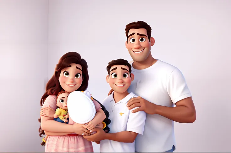 A Family in Disney Pixar Caricature Style, alta qualidade, melhor qualidade