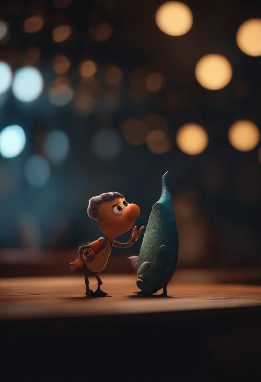 Pose de personagem,  (Estilo Pixar) (master part:1.2) (Bokeh) (best quality) (pele detalhada) (textura detalhada) (8k) (argila) (Cinematic lighting) (Sharp focus