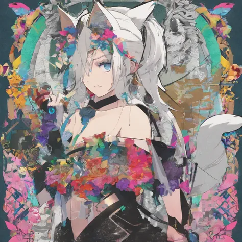 male, has Long white hair, has wolf ears, has wolf tail, has blue eyes, wearing denim short shorts, thigh high fishnets, black combat boots, wearing cropped black hoodie, flat chest, super flat chest, solo femboy, only one femboy ((FLAT CHEST)) (ALONE)(SOL...