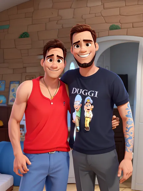 Dois homens estilo disney pixar, alta qualidade, melhor qualidade