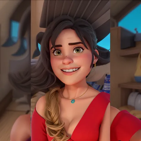 Uma mulher loira estilo disney pixar, alta qualidade, melhor qualidade