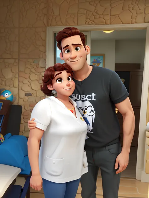 Homem e mulher estilo disney pixar, alta qualidade, melhor qualidade