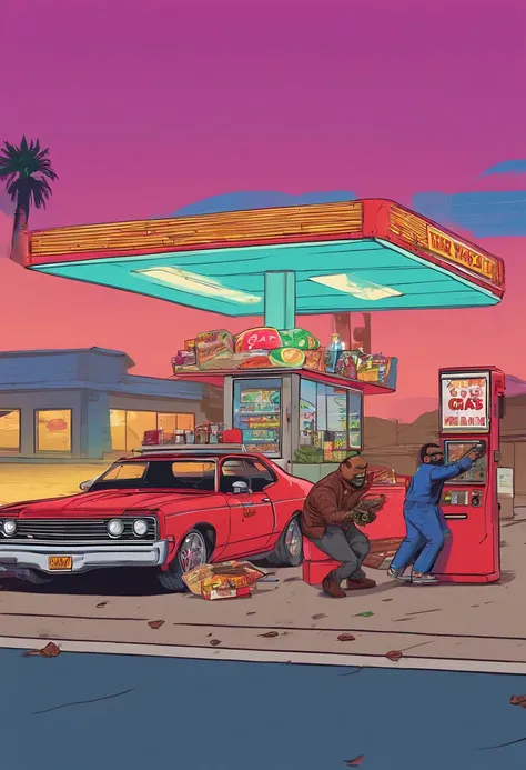 a casey’s gas station being robbed by franklin while he’s eating pepperoni pizza