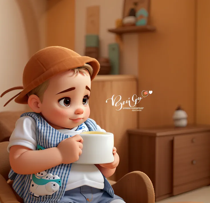 um bebe de 5 meses, branco, estilo disney pixar, alta qualidade, melhor qualidade