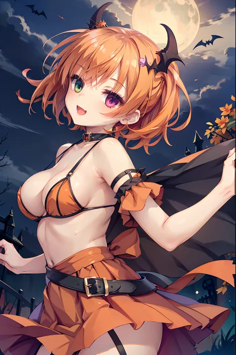 tiny girl,colossal tits,vampire,halloween costumes,halloween backgrounds,garter strap,smile with open mouth,tusk,vampire,orange ...